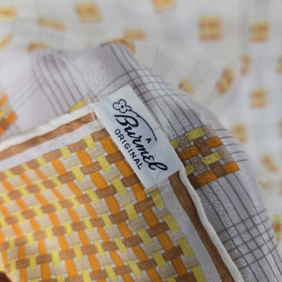 Vintage 50s Yellow Brown Plaid Anytime Hanky Original Tag Burnel - Picture 5 of 5